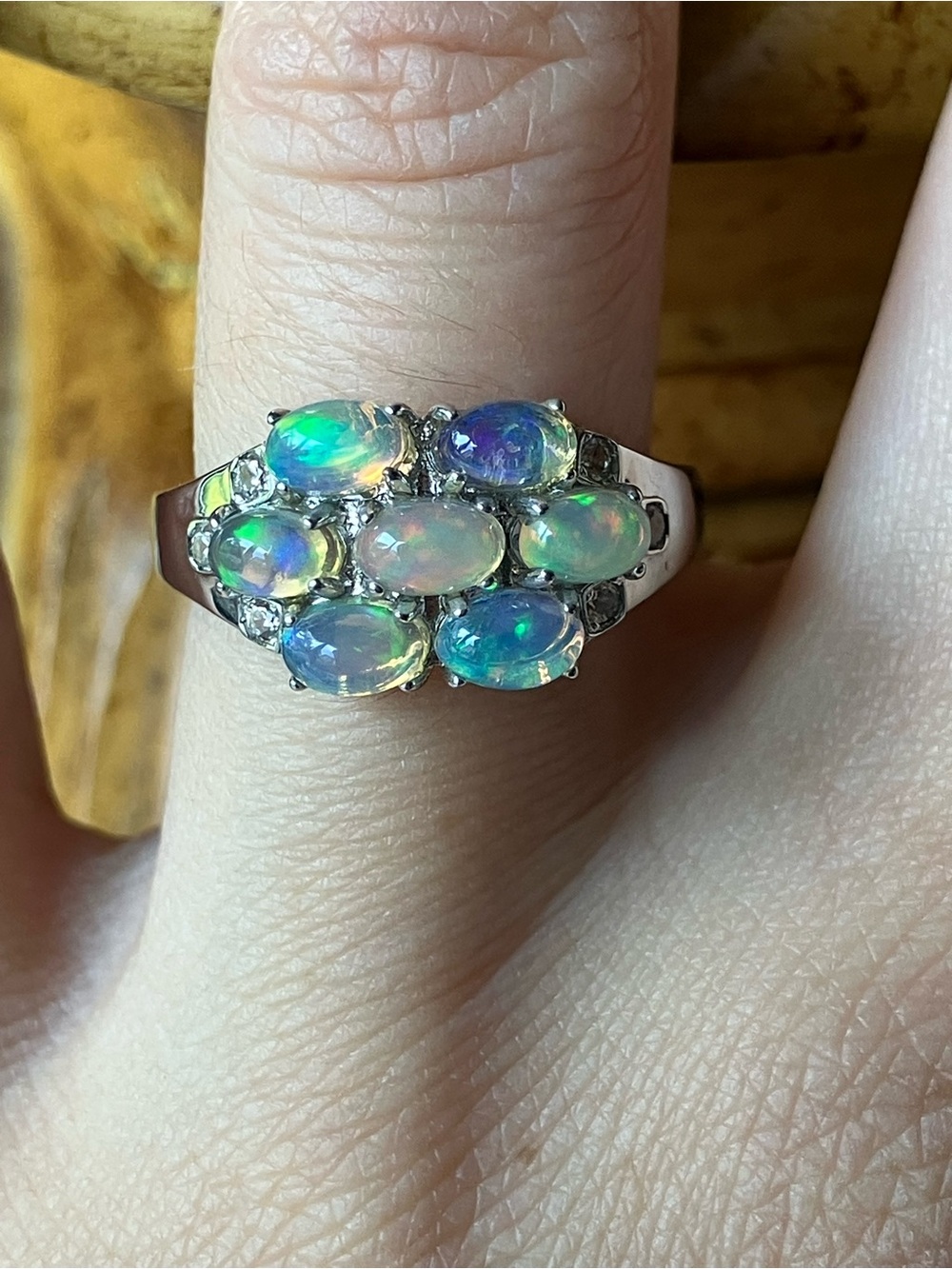 Genuine Ethiopian Opal Sterling Silver Ring Size 7